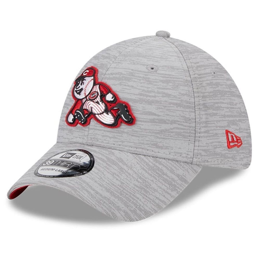 New Era Men's Cincinnati Reds Gray‎ 2023 Clubhouse 39THIRTY Flex Hat Nwt